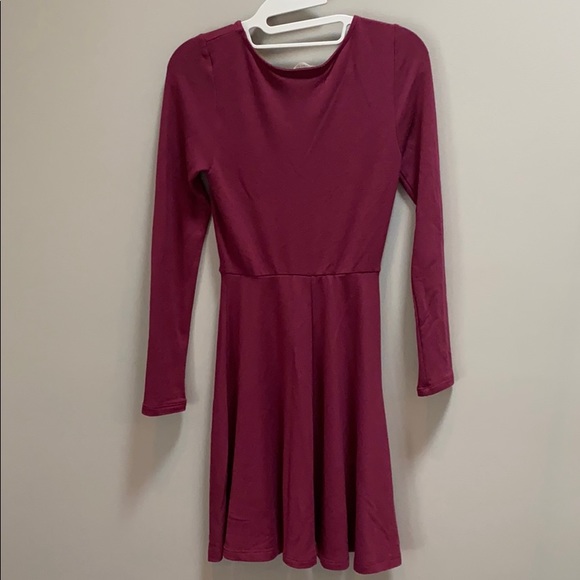 Burgundy Stretchy A-Line Dress - Picture 2 of 4